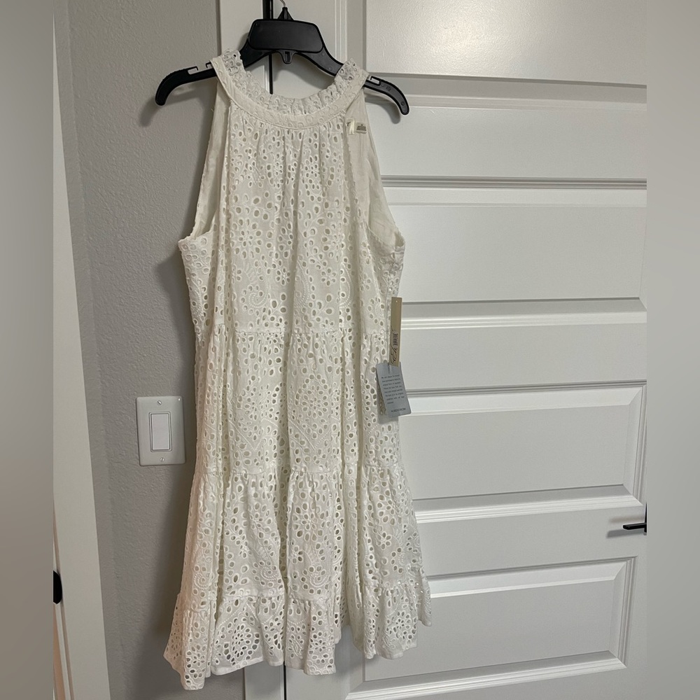 Eliza J White Eyelet Midi Dress